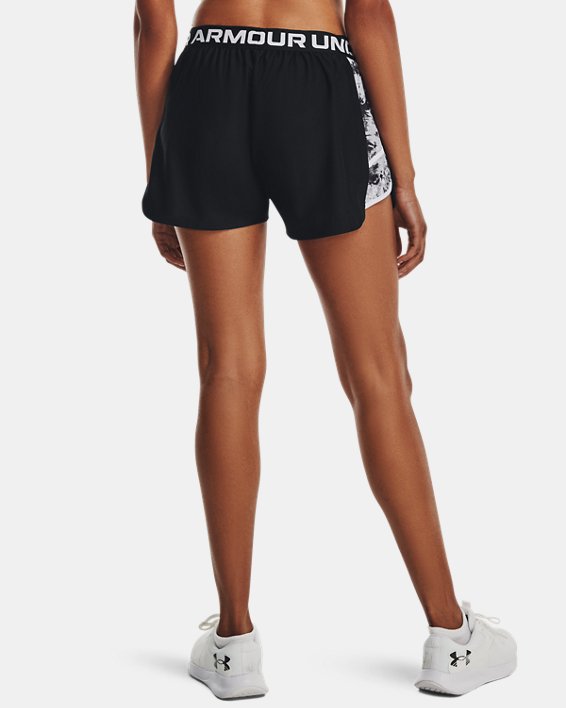 Women's UA Play Up Inset Printed Shorts, Black, pdpMainDesktop image number 1